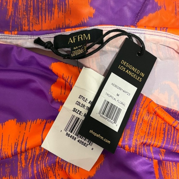 AFRM Women Tropical Floral Mesh 2 Piece Set Crop Top Mini Skirt Size Medium - Picture 7 of 7